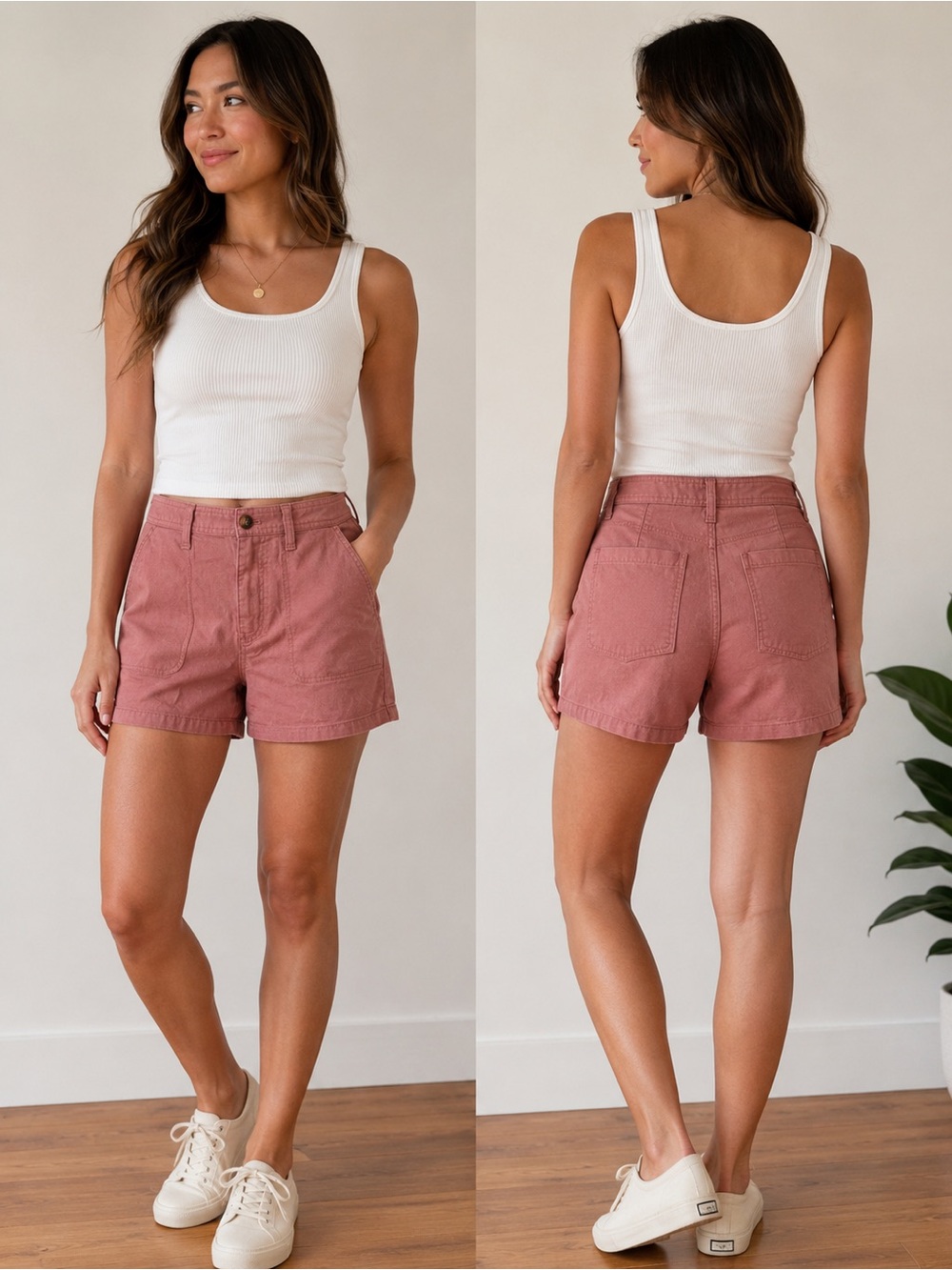 Madewell Rose Pink High-Rise Cotton Bermuda Shorts
